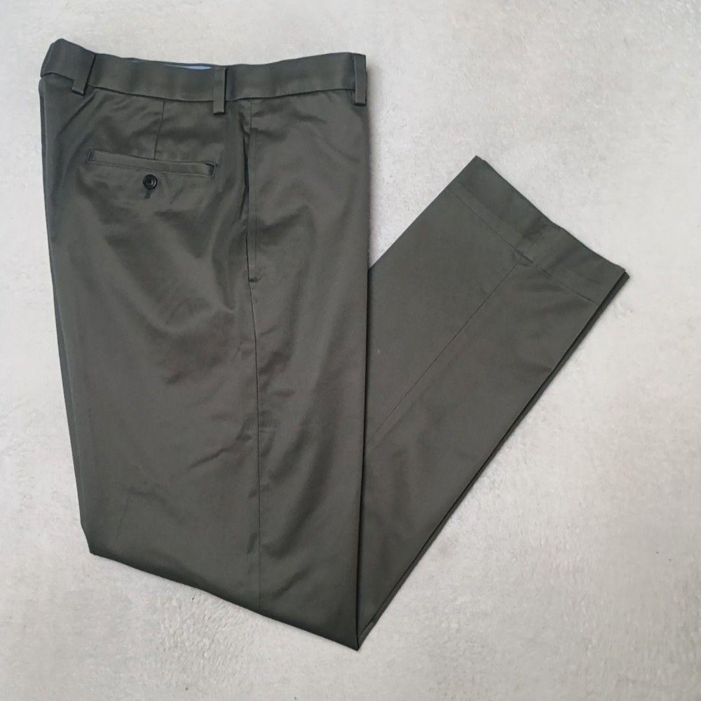 Brooks Brothers Pants Men 35x32 Gray Advantage Chino Clark Fit Stretch Work Flat